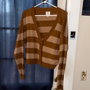 Billabong Brown and Tan Striped Cardigan
